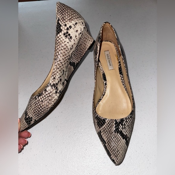 Cole Haan Snakeskin leather wedge pointed toe heels 5.5 office - Picture 10 of 13